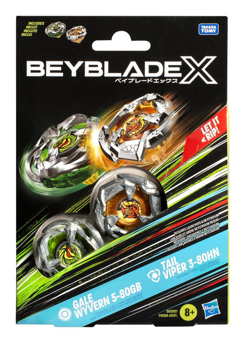 Beyblade X Gale Wyvern 5-80GB and Tail Viper 3-80HN Top Dual Pack Set