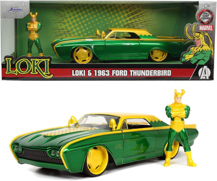 Jada - Marvel Loki 1963 Ford Thunderbird 1:24 Die-Cast Model Vehicle With Loki Figure