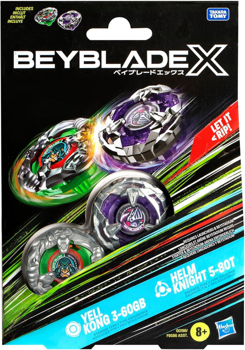 Beyblade X Yell Kong 3-60GB and Helm Knight 5-80T Top Dual Pack Set