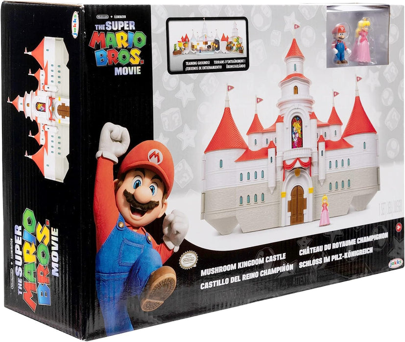  The Super Mario Bros. Movie – Mushroom Kingdom Castle Playset  with Mini 1.25” Mario and Princess Peach Figures : Toys & Games