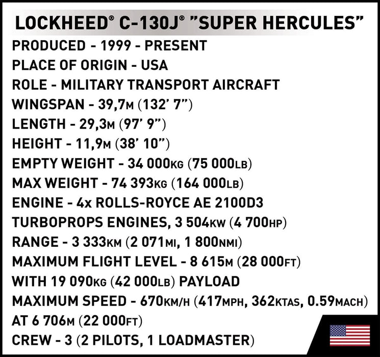 Cobi - Armed Forces - Lockheed C-130J - SOF SUPER HERCULES EXECUTIVE EDITION (641 Pieces)