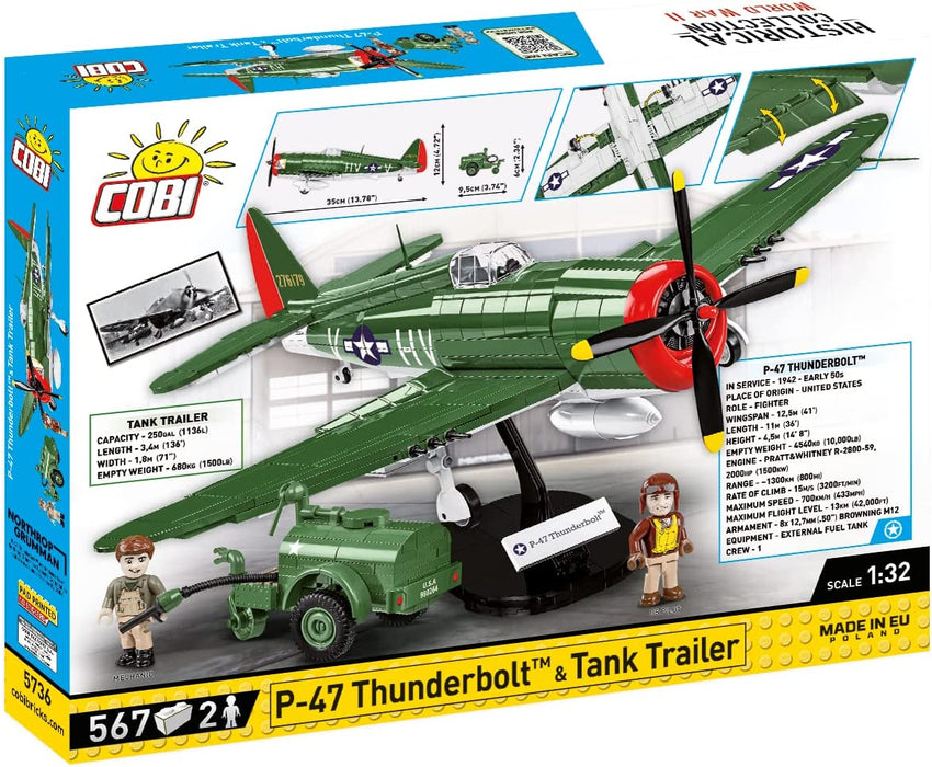 Cobi - World War II - P-47 THUNDERBOLT and TANK TRAILER (567 Pieces)