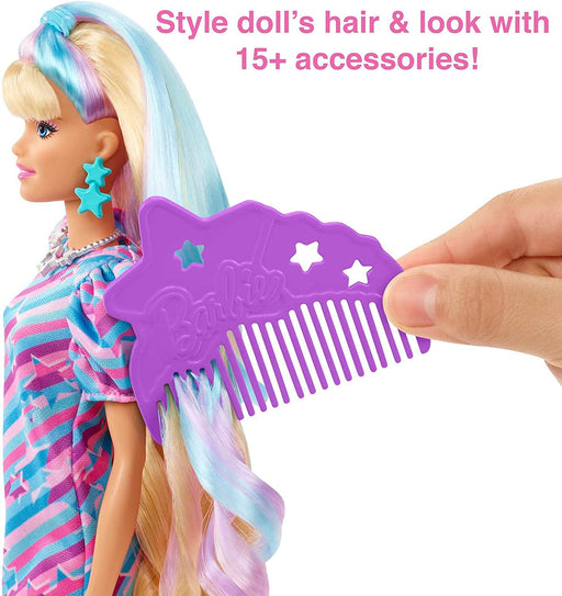 Barbie Fantasy Hair Doll & Accessories, Long Colorful Blonde Hair with  Mermaid and Unicorn-Inspired Clothes